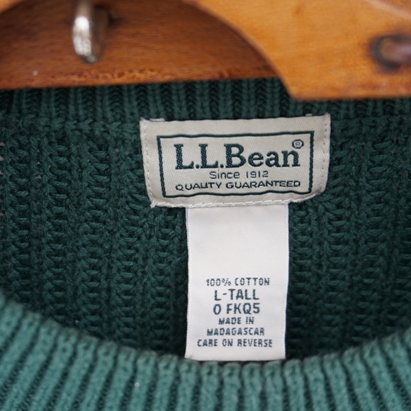LL Bean soft green cotton crewneck sweater Large - Picture 4 of 4